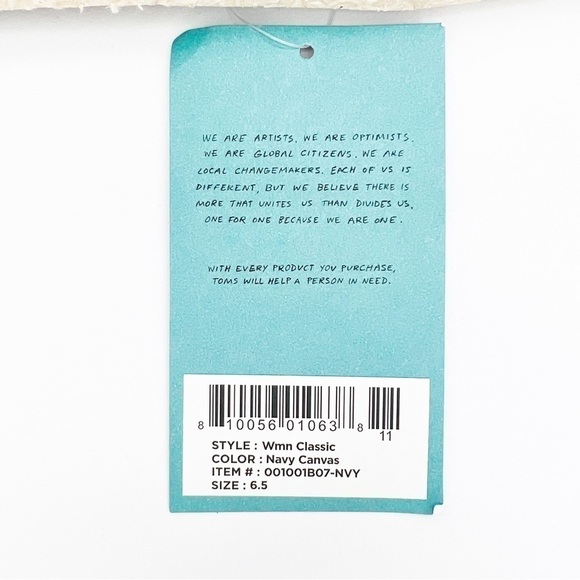 Toms Shoes Alpargata Recycled Cotton Canvas Slip-on Flats Size 6.5 Navy Blue New - Picture 9 of 10